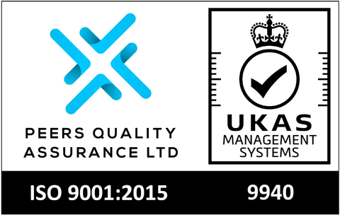 ISO 9001:2015 certification mark, certificate 9940, UKAS accredited
