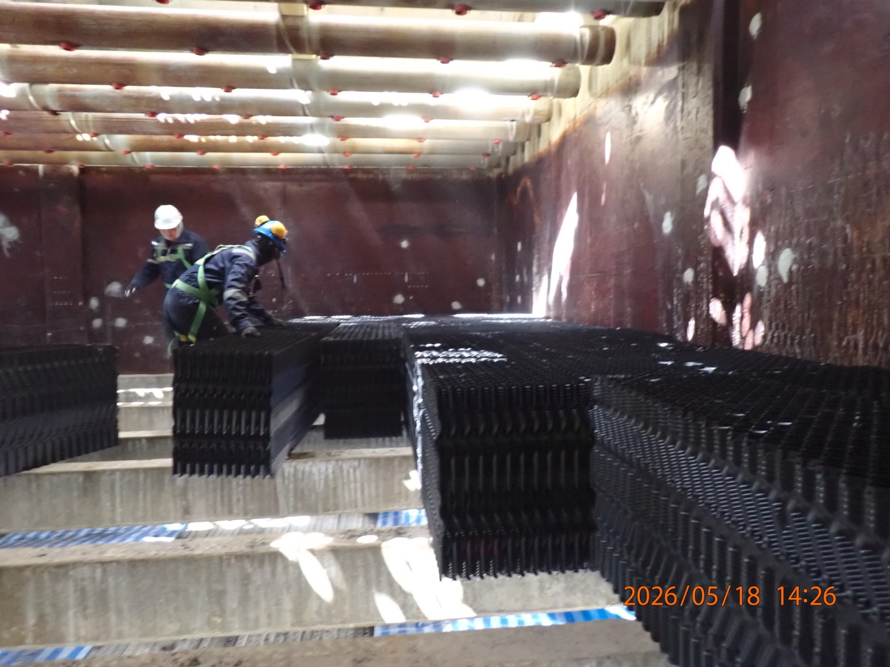 Cooling-tower fill and drift eliminator at the refinery site during the Q4708 replacement program