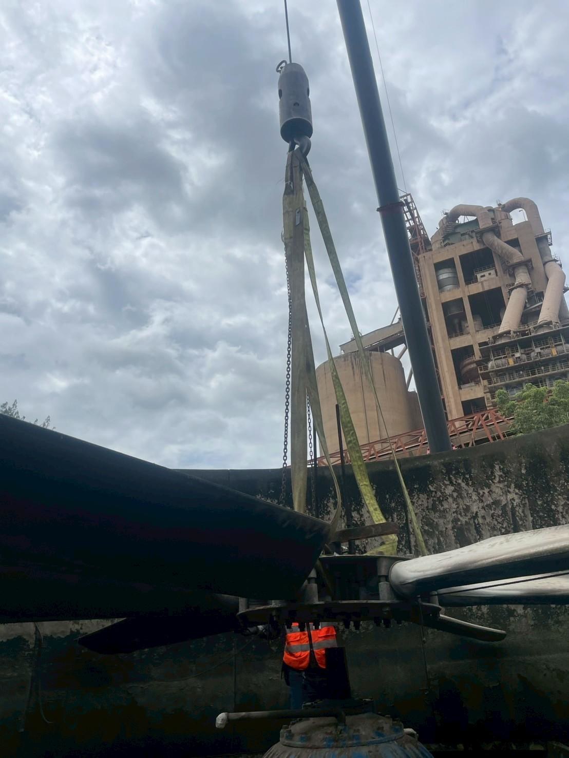 Cooling-tower fan and drive at the site SDK6 during the mechanical overhaul