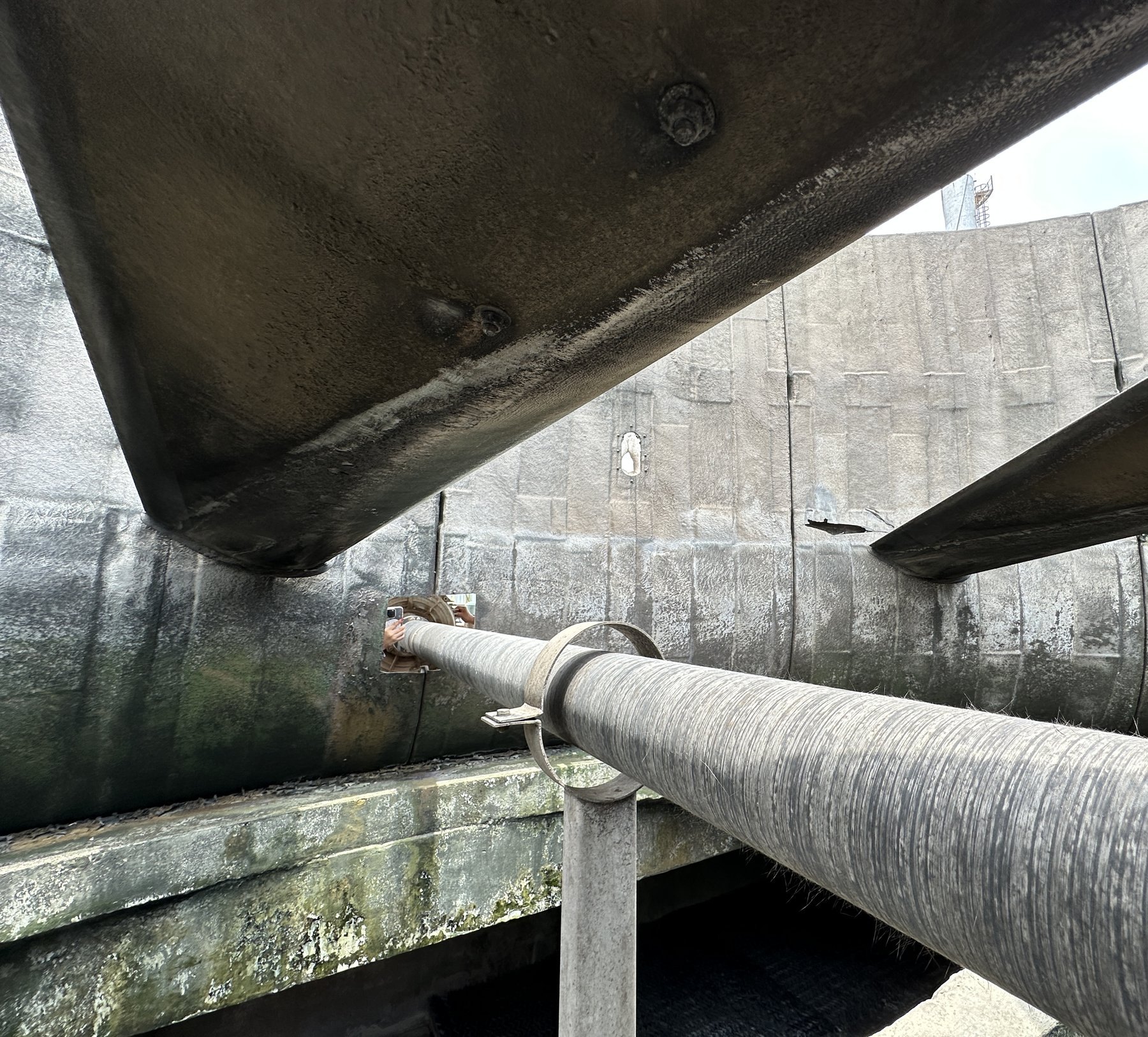 Cooling tower drive shaft and gearbox area